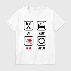 Футболка хлопковая мужская Eat - sleep - GTA6 - repeat, цвет: белый