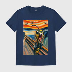 Мужская футболка Оса кричит на картине Эдварда Мунка - мем искусств