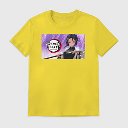 Футболка хлопковая мужская Demon slayer black go, цвет: желтый