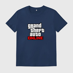 Футболка хлопковая мужская GTA online logo game, цвет: тёмно-синий