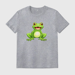 Футболка хлопковая мужская Веселая лягушка, цвет: меланж