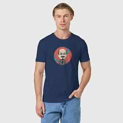 Футболка хлопковая мужская Портрет Владимира Ленина, цвет: тёмно-синий — фото 2
