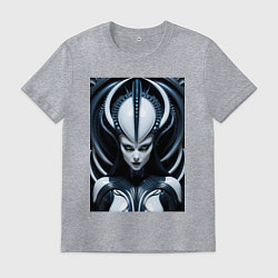 Футболка хлопковая мужская Девушка инопланетянка в стиле Гигера, цвет: меланж