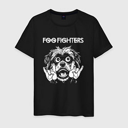 Футболка хлопковая мужская Foo Fighters rock dog, цвет: черный