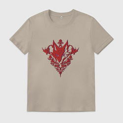 Футболка хлопковая мужская Лис с узорами, цвет: миндальный