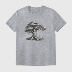 Мужская футболка Дерево скетч черно-белый