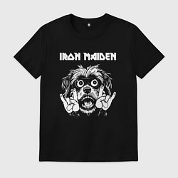 Футболка хлопковая мужская Iron Maiden rock dog, цвет: черный