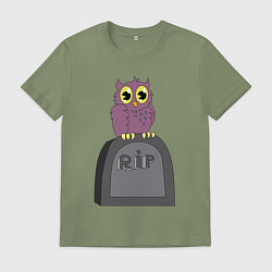 Футболка хлопковая мужская Сова на надгробии, цвет: авокадо
