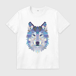 Футболка хлопковая мужская Волк триптих, цвет: белый