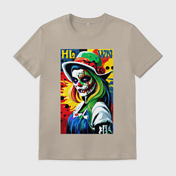 Футболка хлопковая мужская Girl witch - pop art, цвет: миндальный