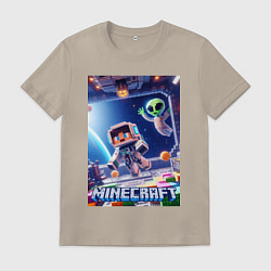 Мужская футболка Инопланетянин следит за космонавтом - Майнкрафт
