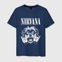 Футболка хлопковая мужская Nirvana rock dog, цвет: тёмно-синий