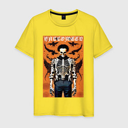 Футболка хлопковая мужская Cool skeleton - halloween poster, цвет: желтый