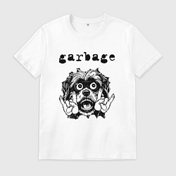 Футболка хлопковая мужская Garbage - rock dog, цвет: белый