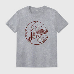 Футболка хлопковая мужская Волк в ночи, цвет: меланж