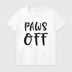 Футболка хлопковая мужская Лапы прочь - предупреждение, цвет: белый