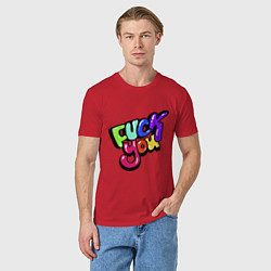 Футболка хлопковая мужская Fuck you multicolor, цвет: красный — фото 2