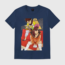 Футболка хлопковая мужская Дандадан: Момо Аясэ, цвет: тёмно-синий