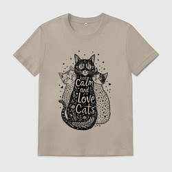 Мужская футболка Keep calm and love cats
