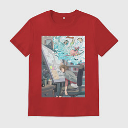 Футболка хлопковая мужская Будни дизайнера, цвет: красный