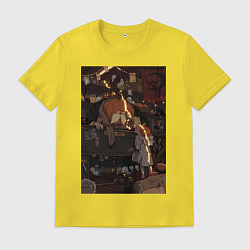 Футболка хлопковая мужская Тыква мистика, цвет: желтый