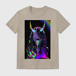 Футболка хлопковая мужская Дьяволица секси, цвет: миндальный