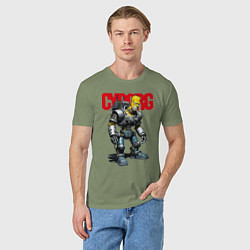 Футболка хлопковая мужская Cyborg Homer Simpson - ai art fantasy, цвет: авокадо — фото 2