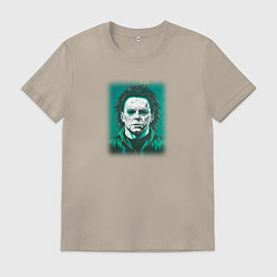 Футболка хлопковая мужская Майкл Майерс из фильма Хэллоуин, цвет: миндальный