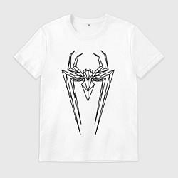 Футболка хлопковая мужская Эмблема полигонами Человека-паука, цвет: белый
