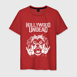 Футболка хлопковая мужская Hollywood Undead rock dog, цвет: красный