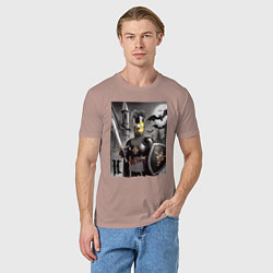 Футболка хлопковая мужская Рыцарь Гомер Симпсон - нейроарт фантазия, цвет: пыльно-розовый — фото 2