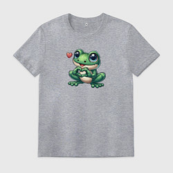 Футболка хлопковая мужская Лягушка и сердце, цвет: меланж