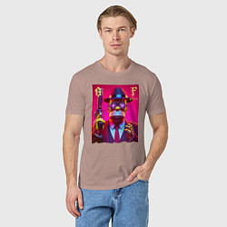 Футболка хлопковая мужская Cyber godfather Homer Simpson - mafia, цвет: пыльно-розовый — фото 2