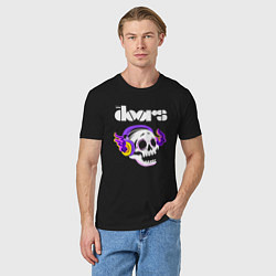 Футболка хлопковая мужская The Doors - неоновый череп, цвет: черный — фото 2