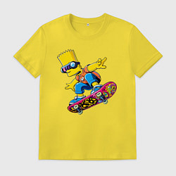 Футболка хлопковая мужская Барт Симпсон крутой скейтбордист - нейроарт, цвет: желтый