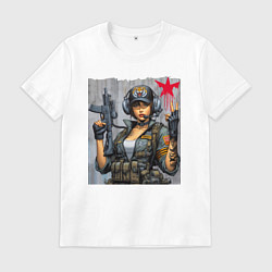 Мужская футболка Cool military girl - graffiti