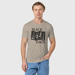 Футболка хлопковая мужская Yoga black, цвет: миндальный — фото 2