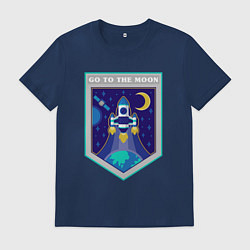 Футболка хлопковая мужская Полёт на луну, цвет: тёмно-синий