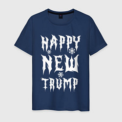 Футболка хлопковая мужская Happy new Trump - motto, цвет: тёмно-синий