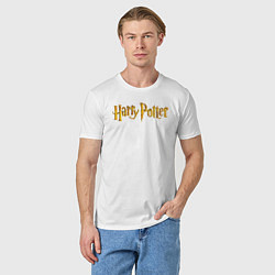 Футболка хлопковая мужская Harry Potter golden logo, цвет: белый — фото 2