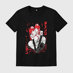 Футболка хлопковая мужская Человек-бензопила Пауэр и Макима медсестры, цвет: черный