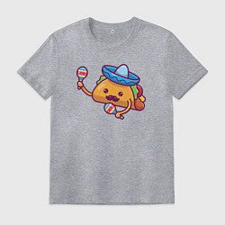 Футболка хлопковая мужская Мексиканский такос, цвет: меланж