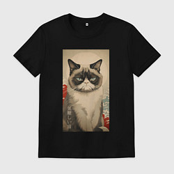 Мужская футболка Мемный кот - японский стиль