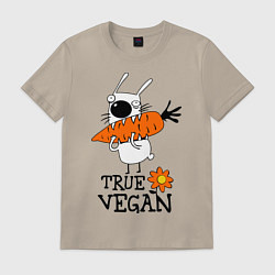 Футболка хлопковая мужская True vegan (истинный веган), цвет: миндальный