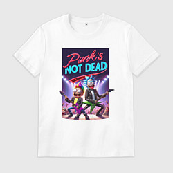 Футболка хлопковая мужская Punks not dead - Rick and Morty, цвет: белый