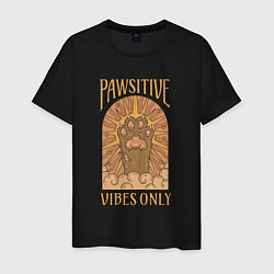 Футболка хлопковая мужская Pawsitive vibes, цвет: черный