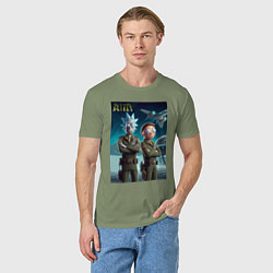 Футболка хлопковая мужская Rick and Morty - air force нейроарт, цвет: авокадо — фото 2