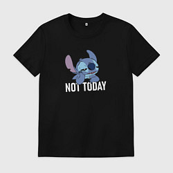 Футболка хлопковая мужская Not today Stitch, цвет: черный