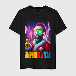 Футболка хлопковая мужская Simpson new year - fantasy, цвет: черный