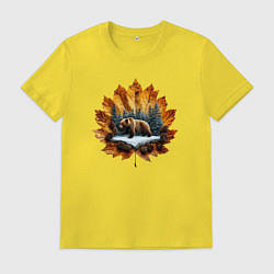Мужская футболка Медведь на кленовом листе